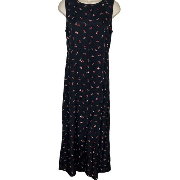 Y2K Gap Maxi Floral Tie Maxi Black Dress Size 8 - Picture 1 of 8